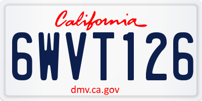 CA license plate 6WVT126