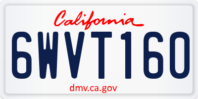 CA license plate 6WVT160