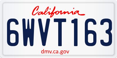 CA license plate 6WVT163