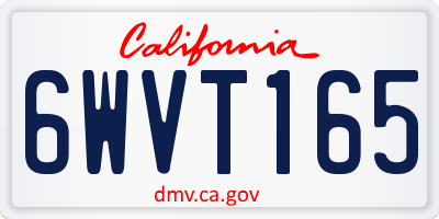 CA license plate 6WVT165