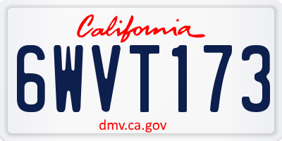 CA license plate 6WVT173