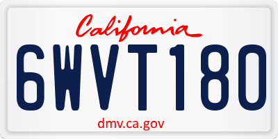 CA license plate 6WVT180