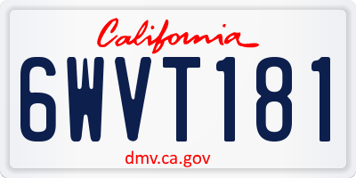 CA license plate 6WVT181