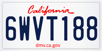 CA license plate 6WVT188