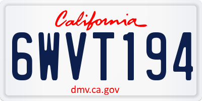 CA license plate 6WVT194