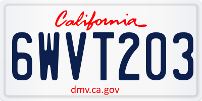 CA license plate 6WVT203
