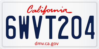 CA license plate 6WVT204