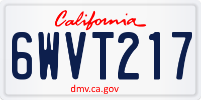 CA license plate 6WVT217