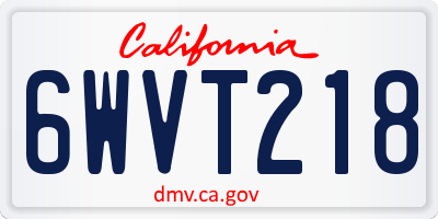 CA license plate 6WVT218