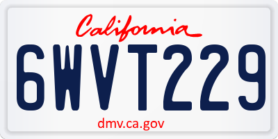 CA license plate 6WVT229