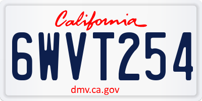 CA license plate 6WVT254