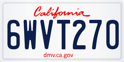 CA license plate 6WVT270