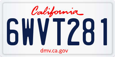 CA license plate 6WVT281