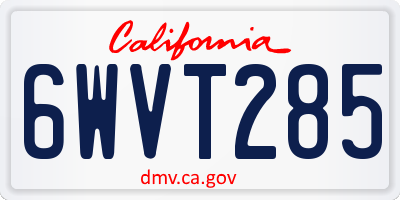CA license plate 6WVT285