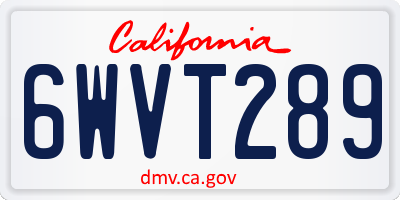 CA license plate 6WVT289