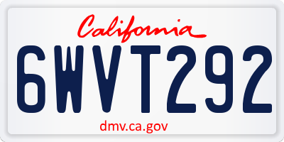 CA license plate 6WVT292