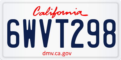 CA license plate 6WVT298