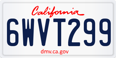 CA license plate 6WVT299