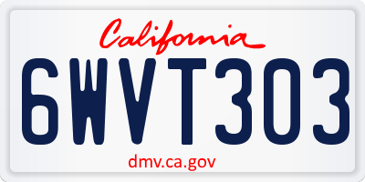 CA license plate 6WVT303
