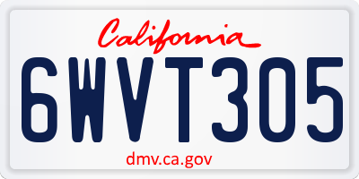 CA license plate 6WVT305