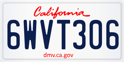CA license plate 6WVT306