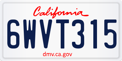 CA license plate 6WVT315