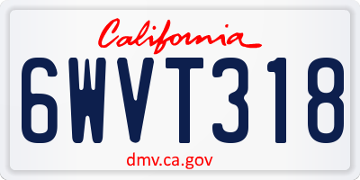 CA license plate 6WVT318
