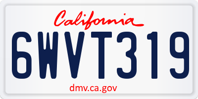 CA license plate 6WVT319