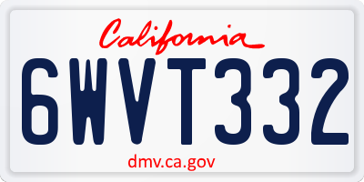 CA license plate 6WVT332