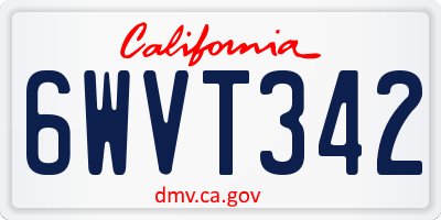 CA license plate 6WVT342