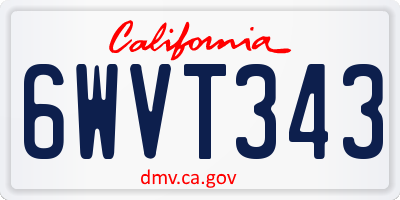 CA license plate 6WVT343