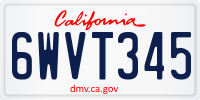 CA license plate 6WVT345