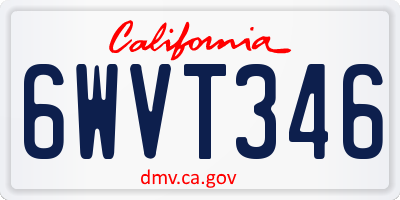 CA license plate 6WVT346
