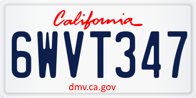 CA license plate 6WVT347