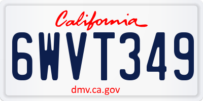 CA license plate 6WVT349
