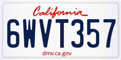 CA license plate 6WVT357