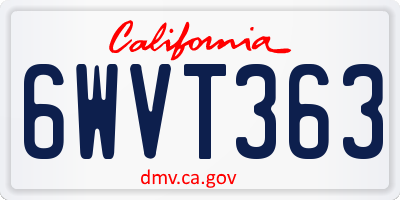 CA license plate 6WVT363