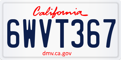 CA license plate 6WVT367