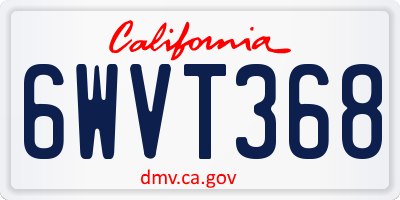 CA license plate 6WVT368