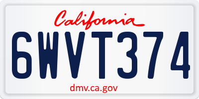 CA license plate 6WVT374
