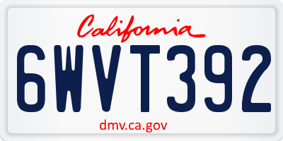 CA license plate 6WVT392