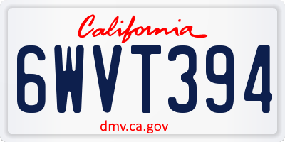 CA license plate 6WVT394