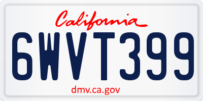 CA license plate 6WVT399
