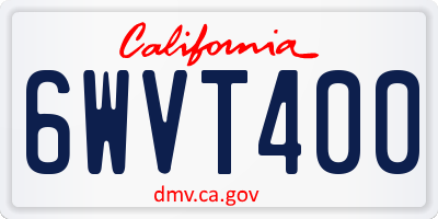 CA license plate 6WVT400