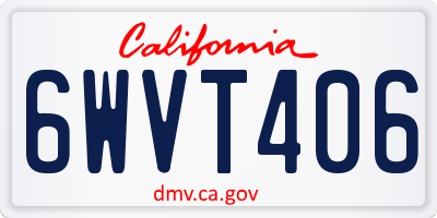 CA license plate 6WVT406