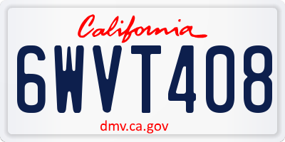 CA license plate 6WVT408