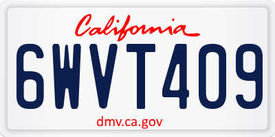CA license plate 6WVT409