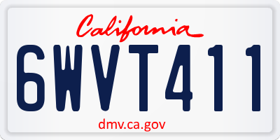 CA license plate 6WVT411