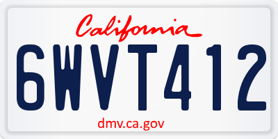 CA license plate 6WVT412