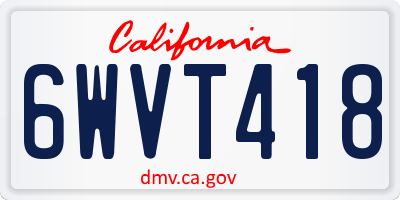 CA license plate 6WVT418